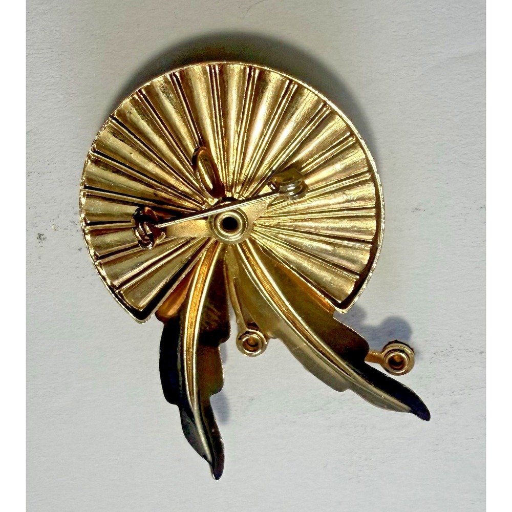 Vintage Floral purple, clear Rhinestone Brooch – Gold Tone‎ Wreath - Picture 7 of 8